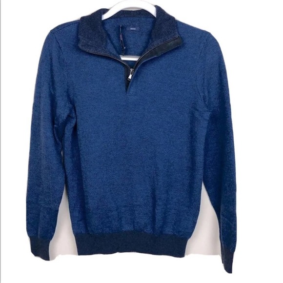 Vineyard Vines Birdseye Mock 1/4-Zip Navy Blue Knit Pullover Sweater Size XS - Picture 1 of 6